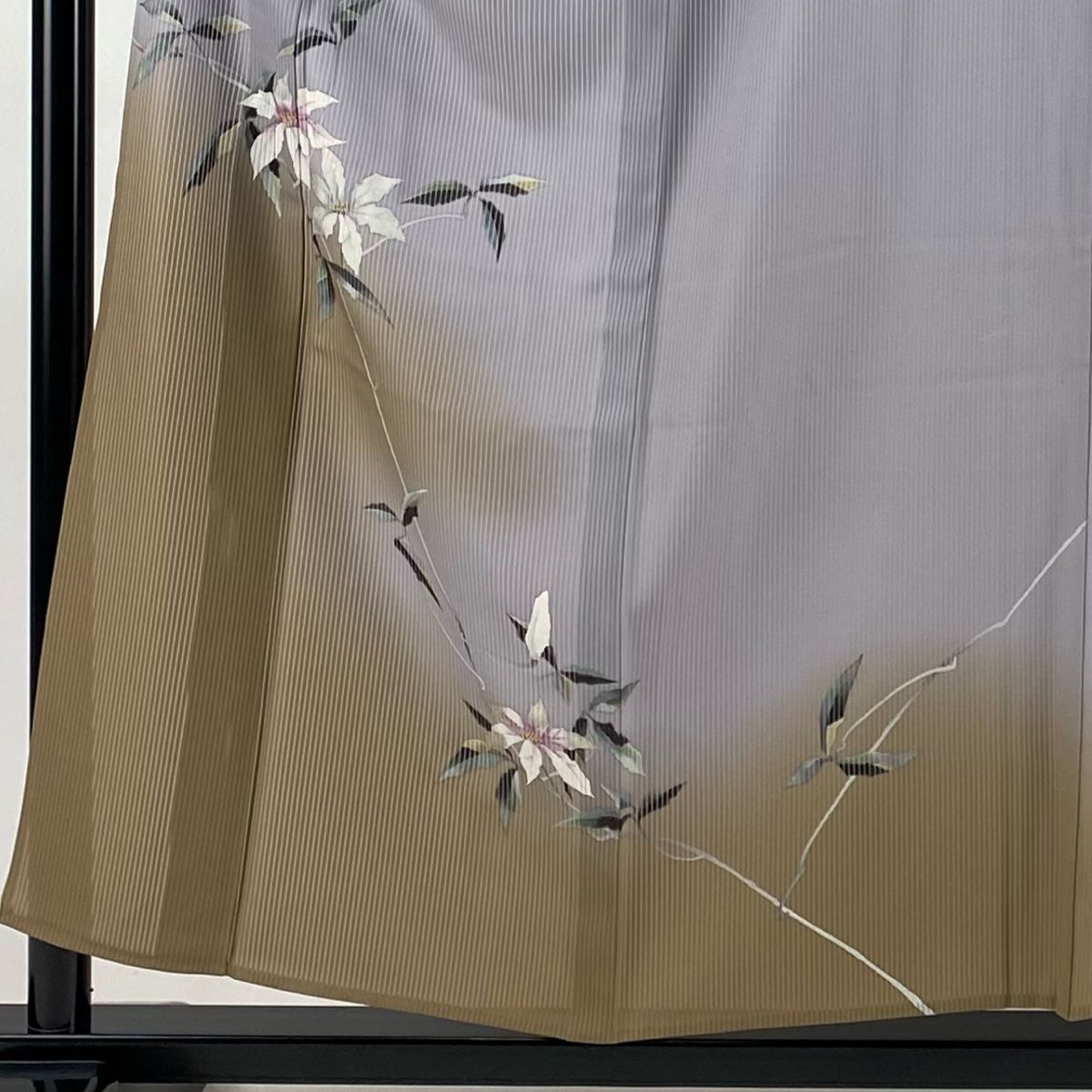 付下げ 身丈154cm 裄丈62.5cm S 薄物 縦絽 枝花 銀彩 染め分け