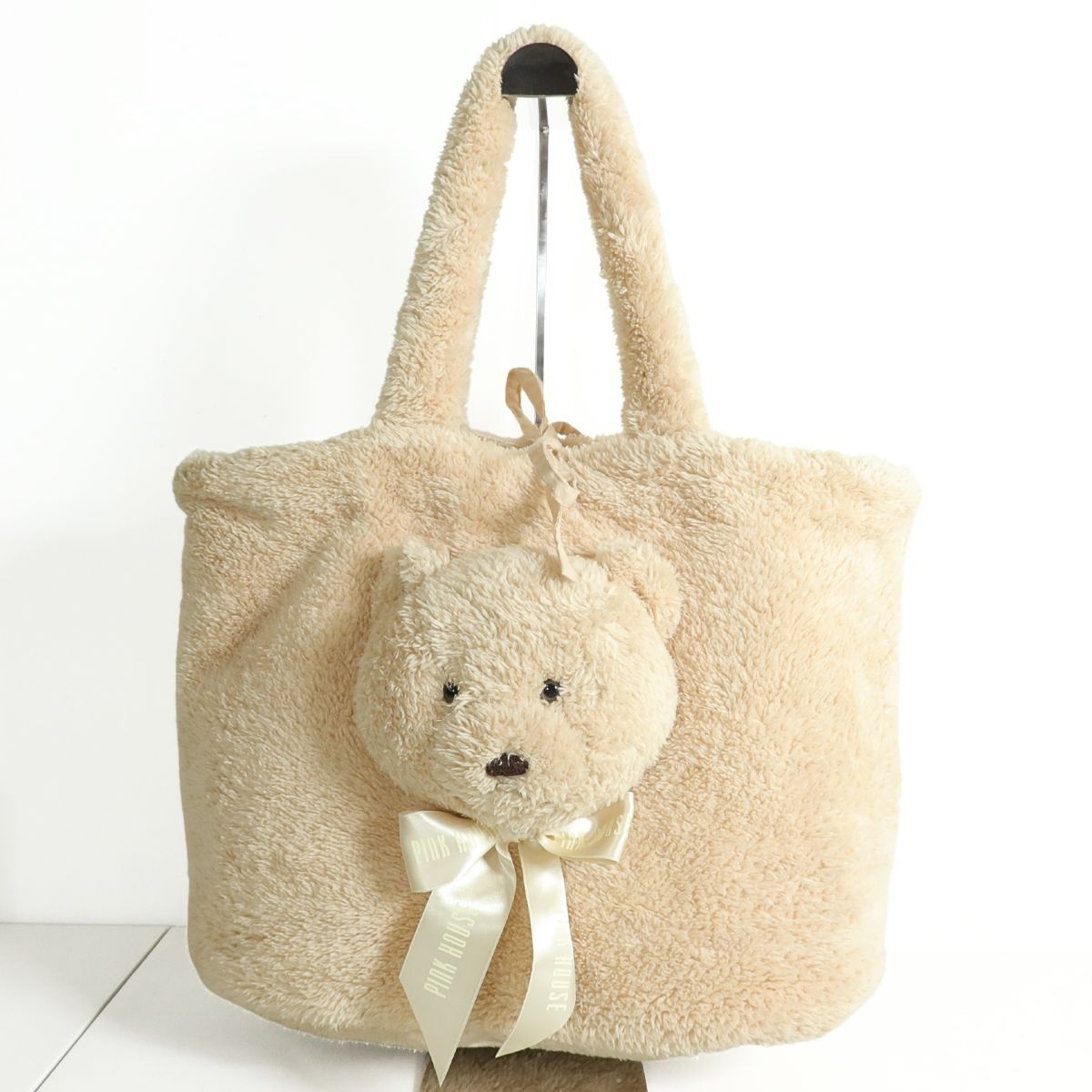 ピンクハウス テディベアが ふわふわハンドバッグ くまちゃん ベージュ系＊ｋ3869
