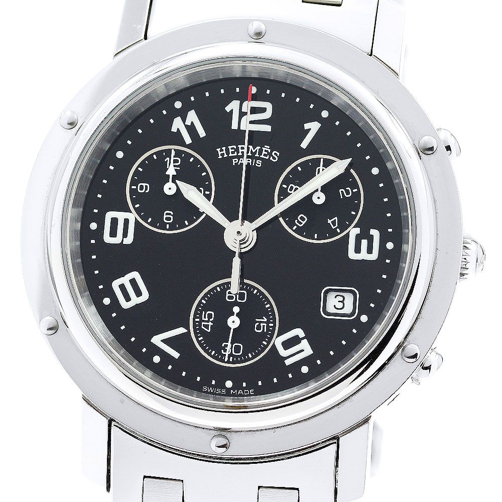 エルメス HERMES CL1.910 クリッパークロノ デイト クォーツ メンズ_