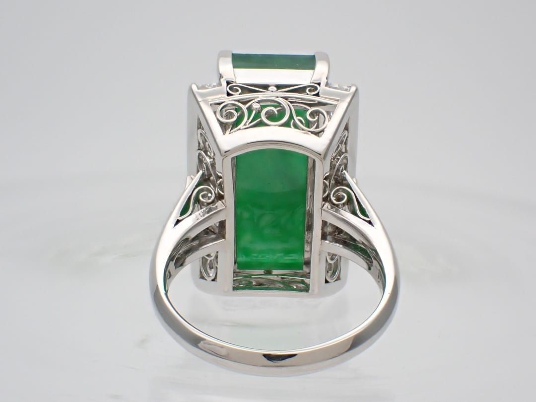 PM プラチナ ダイヤ ヒスイ リング D1.73ct 11号 12.11g 中古A+ 【送料  