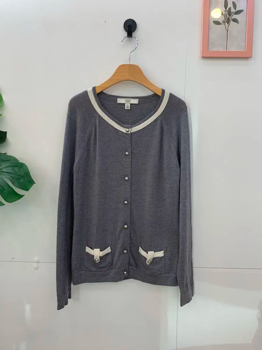 トレーナー リボン 装飾 ウールカーディガン 55 66