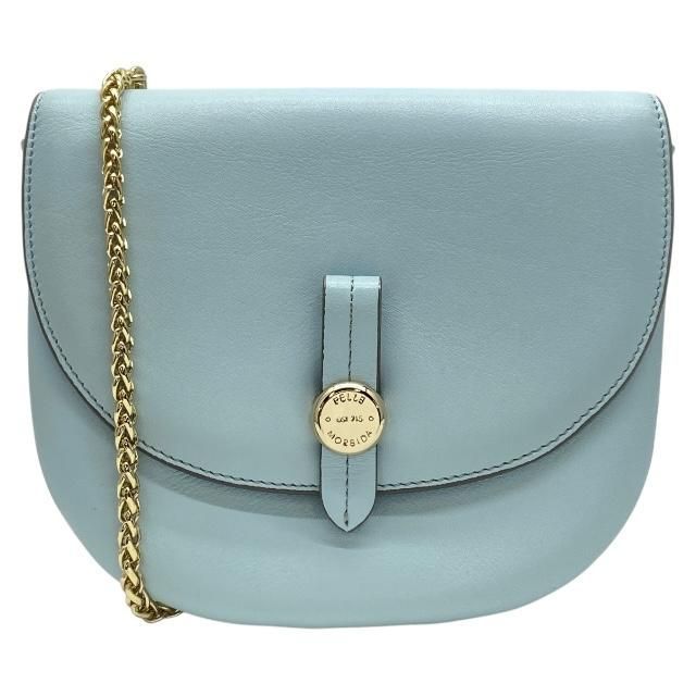 PELLE MORBIDA ペッレモルビダ VELA ヴェーラ ショルダーバッグ チェーンバッグ クロスボディバッグ ロゴ レザー アイスブルー