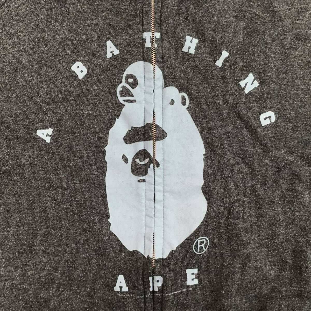 マイロ カレッジロゴ パーカー Lサイズ グレー a bathing ape BAPE college logo full zip hoodie MILO エイプ ベイプ NIGO