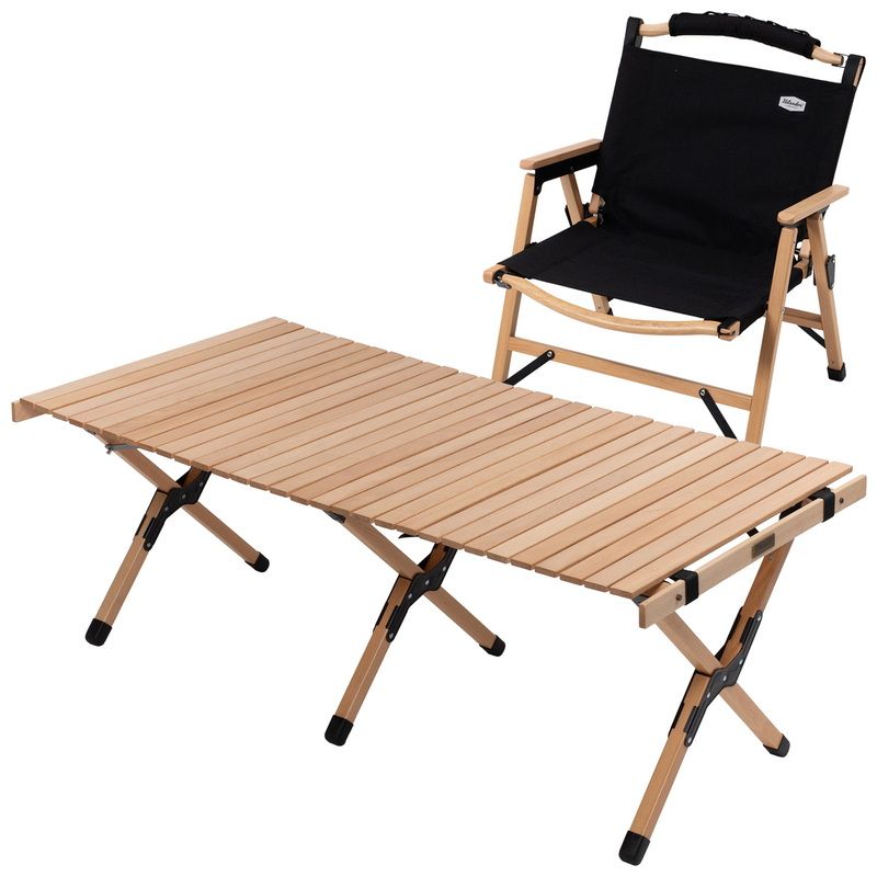 Hilander ハイランダー なセット ウッドロールトップテーブルEX 120 ウッドフレームチェアEX