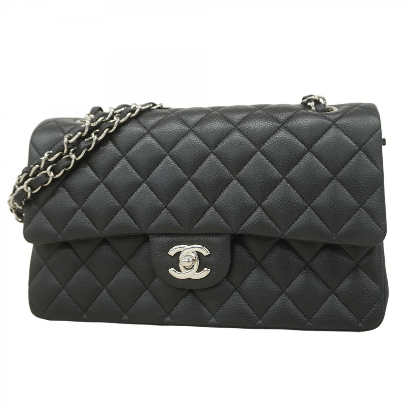 CHANEL ブラック マトラッセ シャネル(Chanel) シャネル ショルダーバッグ マトラッセ Wフラップ W
