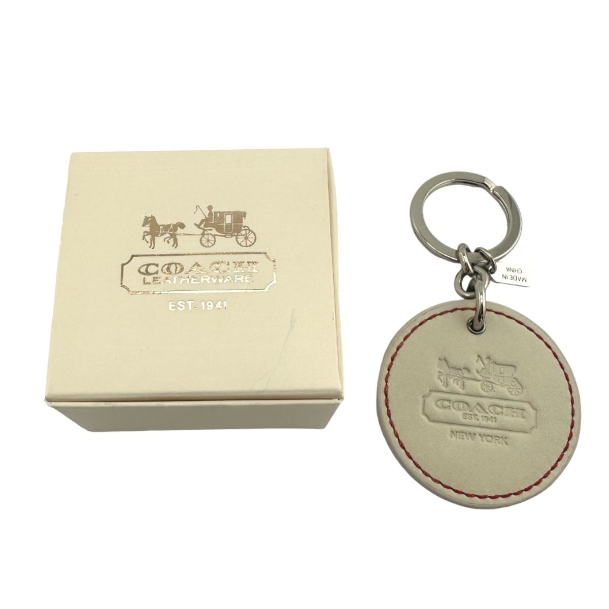 コーチ キーホルダー ベースボール ストラップ COACH ホワイト