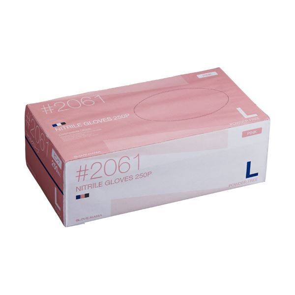 川西工業 ニトリル 使いきり手袋 粉なし ピンク L 2061 1セット 2500枚 250枚×10箱 使い捨て手袋 使い切り手袋