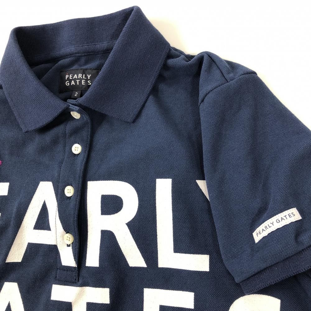 超美品】パーリーゲイツ 半袖ポロシャツ ネイビー×白 フロント