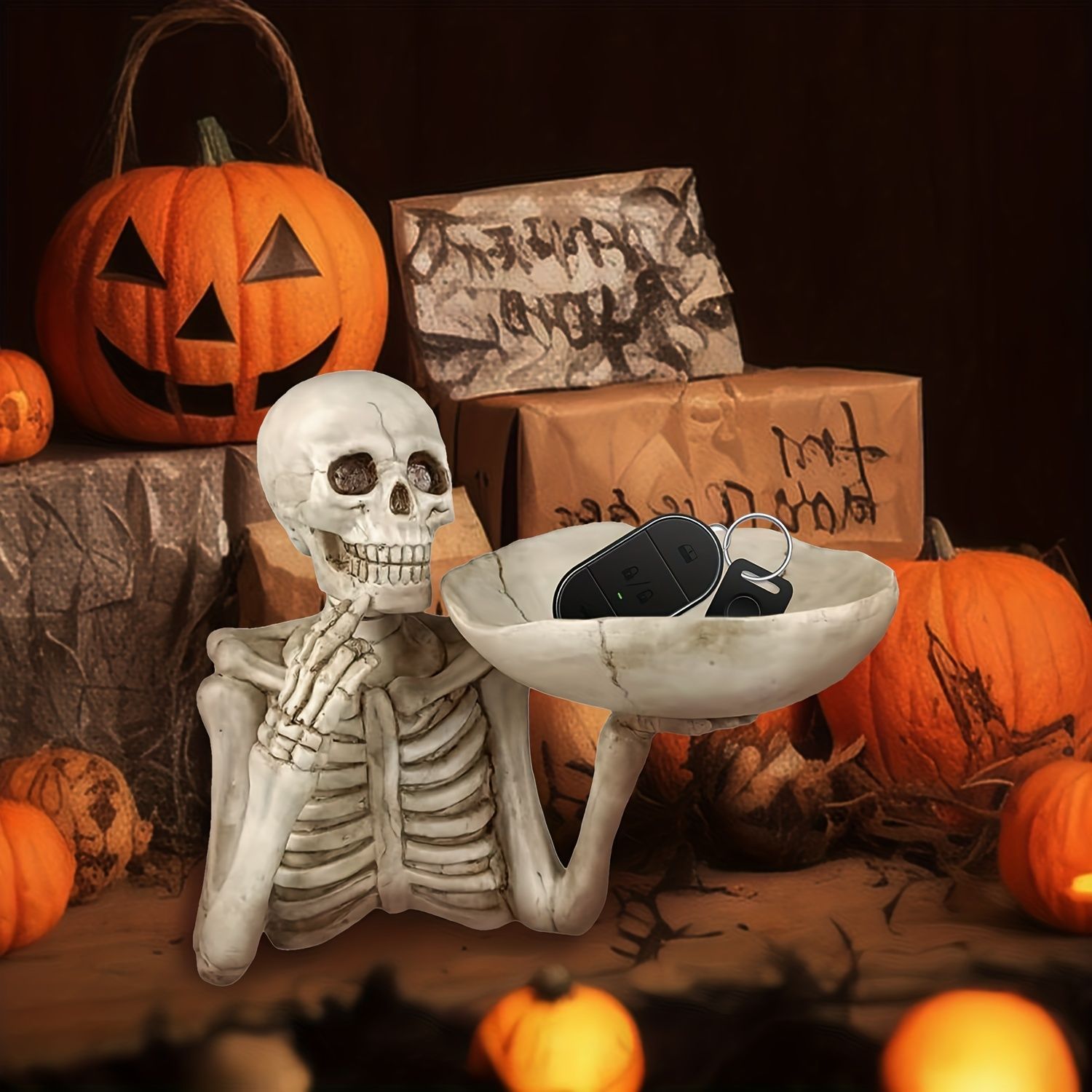 スカル 骸骨 小物入れ トレイ ハロウィン ハロウィーン インテリア 装飾 ガーデニング 雑貨 ガーデン雑貨 デコレーション ガイコツ スプーキー 収納 置物 オブジェ イベント パーティー 卓上 4-7