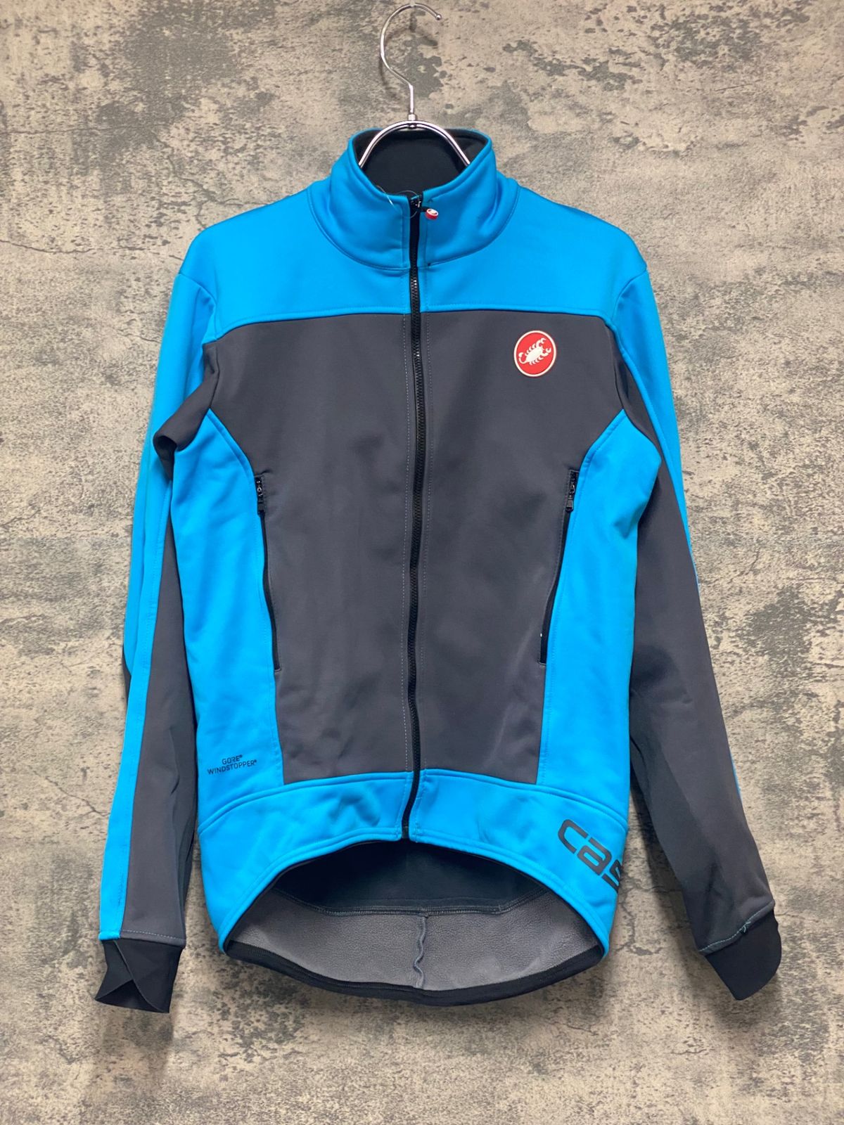 IZ763 カステリ CASTELLI 長袖 サイクルジャケット 水 グレー M 裏起毛 GORE WINDSTOPPER 汚れ