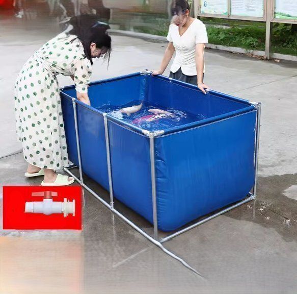 スタンド付き厚手の帆布プール養殖池 屋外用スイミングプール 防水シート製貯水槽 家庭用魚の飼育池