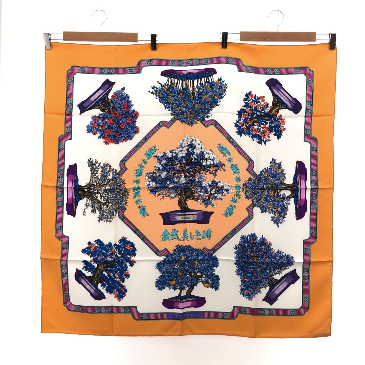 HERMES エルメス スカーフ カレ90 盆栽、美しき時 BONSAI シルク100