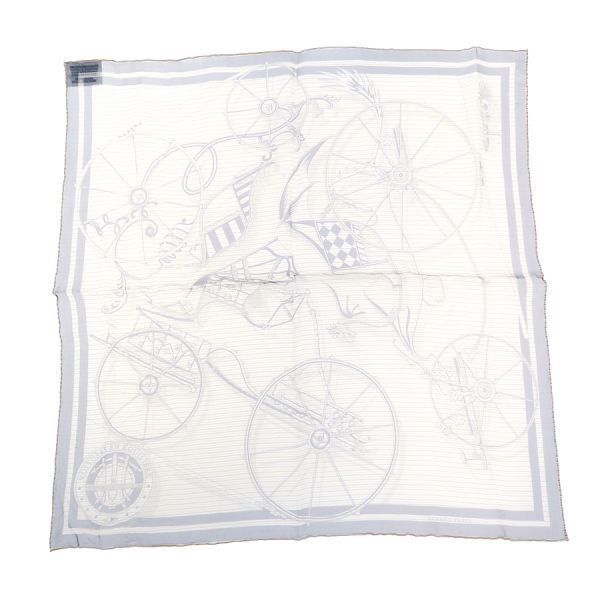 HERMES エルメス スカーフ カレ60 シルクモスリン ジグザグのサングル レインボードット ブルー 2023年 美品 aq8989