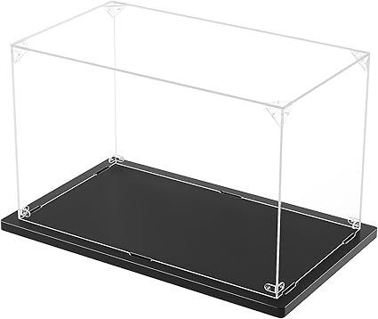 【在庫処分】KUKERフィギュアケース 横長タイプ アクリルケース コレクションケース ディスプレイケース 組み立て簡単 頑丈 汚れ防止 手袋 クリーニングクロス付き（25×15×15cm）