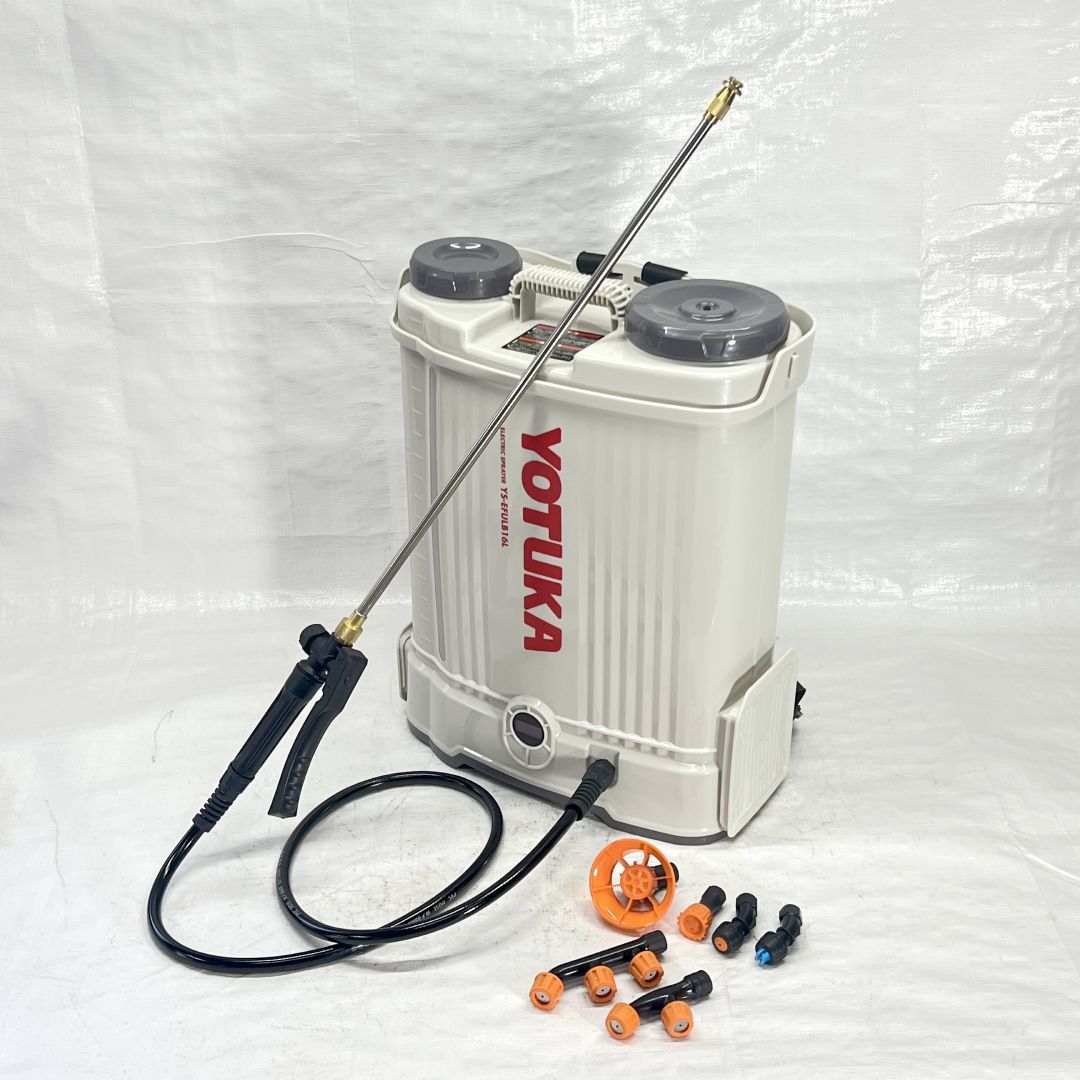新商品 電動噴霧器 背負い式 16L バッテリー式 ノズル6種付 かき混ぜ機能付き ホワイト YS-EFULB16L 422