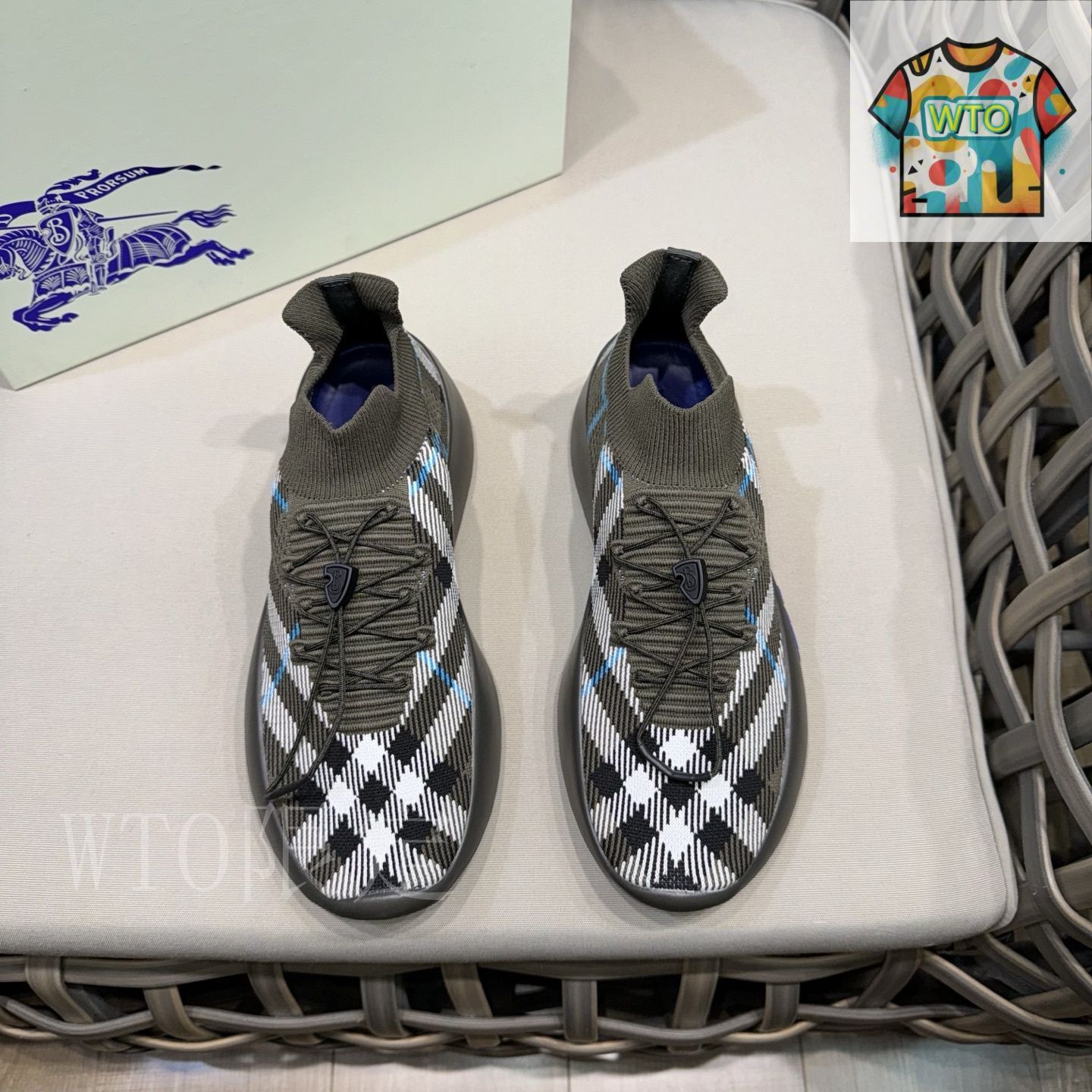 バーバリー（BURBERRY） チェック ニット スニーカー04-2 - メルカリ