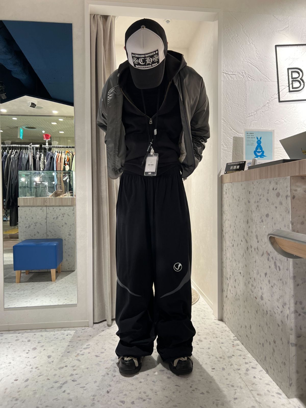 VETEMENTS (ヴェトモン) 23SS Gamer Jersey Sweatpants ワイドジャージースウェットロングパンツ  UE63SP180B ブラック S