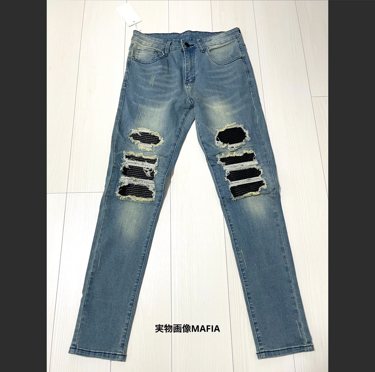 US drip デニム UK US drip outfit クラッシュ デニム ダメージパンツ