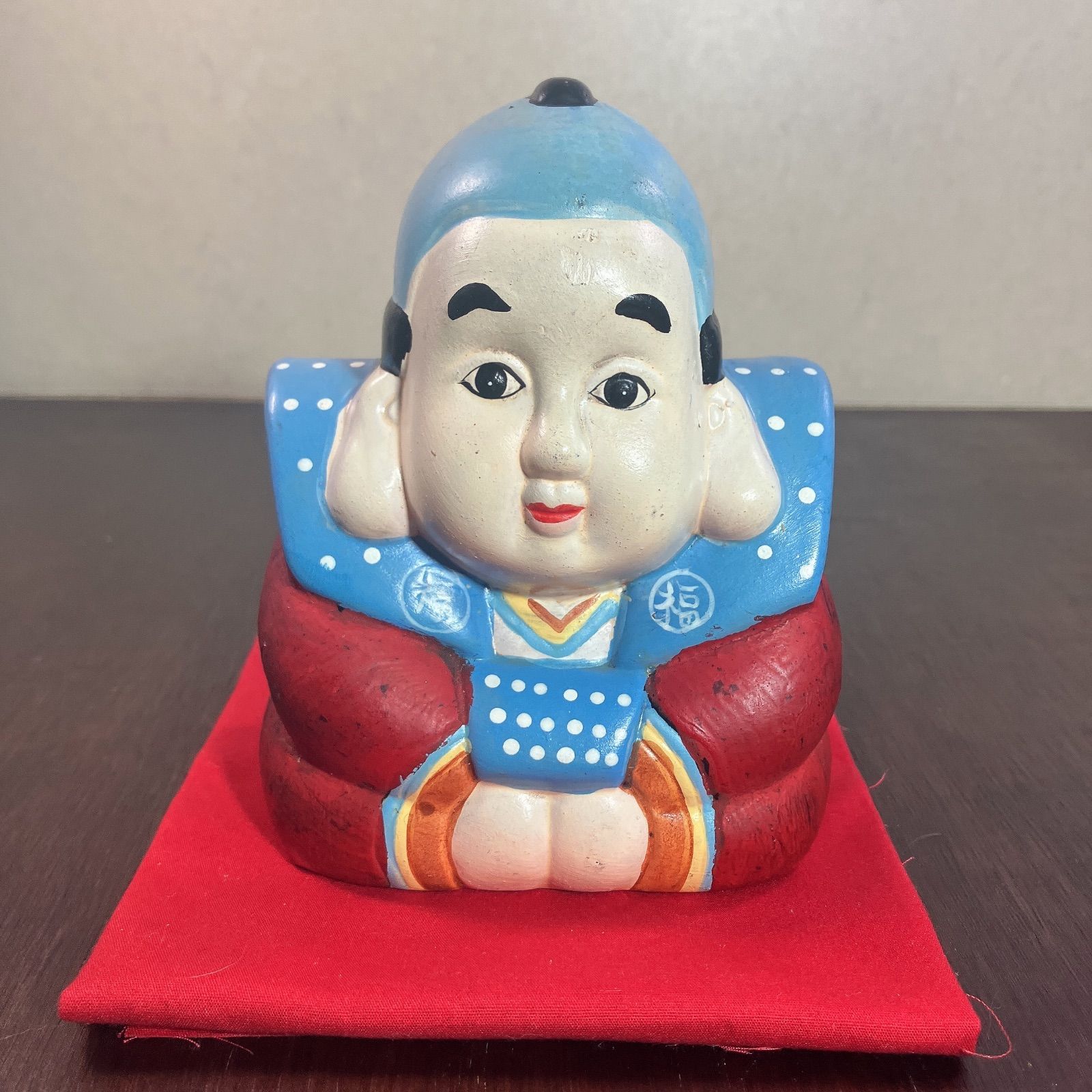 福助 置物 縁起物 陶器 骨董品 アンティーク レトロ よーいドン