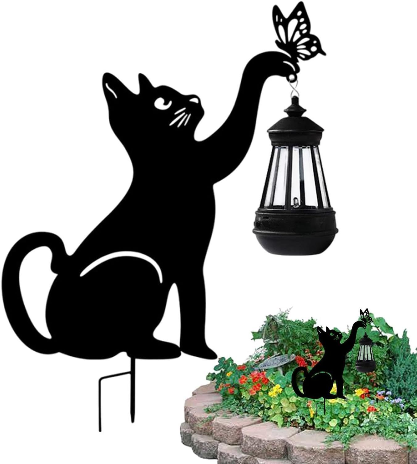 ガーデン 猫 かわいい おしゃれ ねこ 黒猫 ガーデニング ステークライト ライト付き 庭 太陽光発電 ガーデンライト ソーラーライト 屋外ソーラー ランプ 屋外庭 芝生 庭用 大人気‼️　ソーラーライト　猫　太陽光　イルミネーション　ライト　ガーデンライト イヌ　ネコ　ジョウロ　金属製猫照明　オーナメント　ガーデンアート　 ブリキ