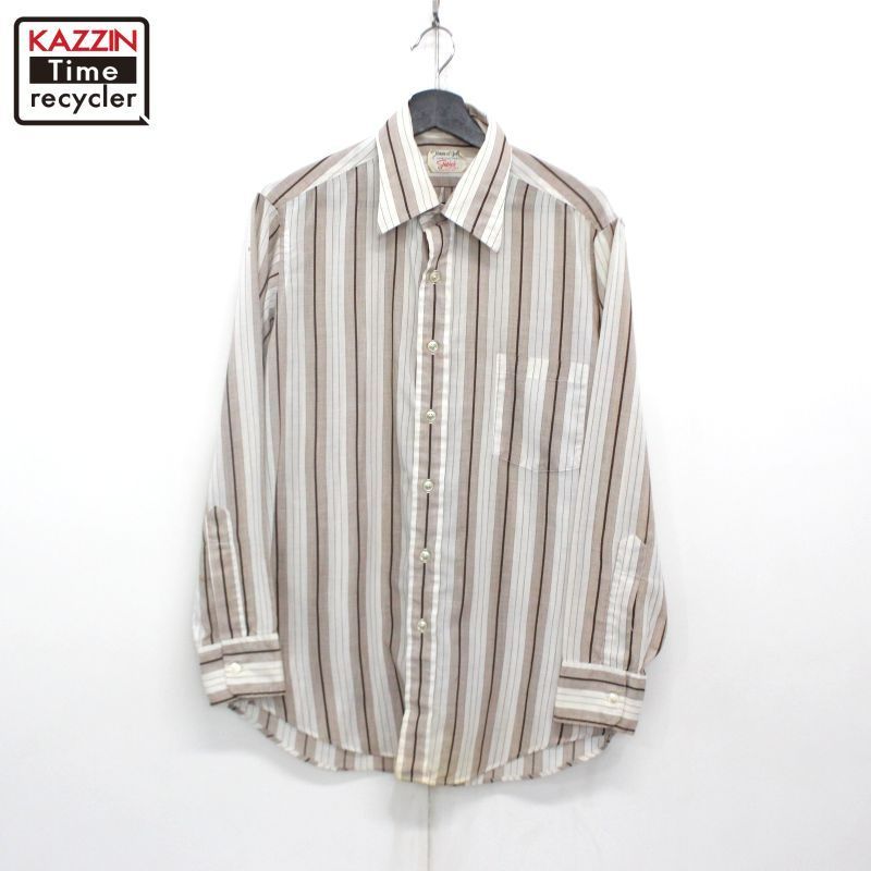 70s vintage SHAPIROS ストライプ柄 長袖シャツ メンズ Lサイズ相当