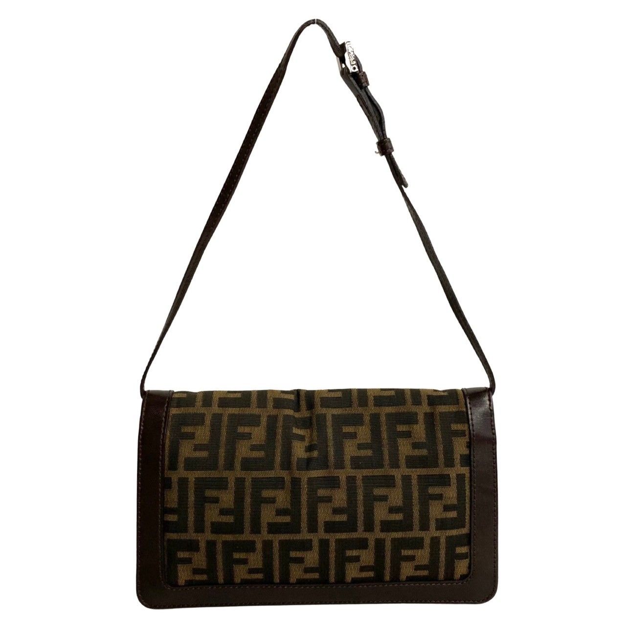 極 美品 袋付 FENDI フェンディ ズッカ FF ロゴ 金具 レザー 本革 