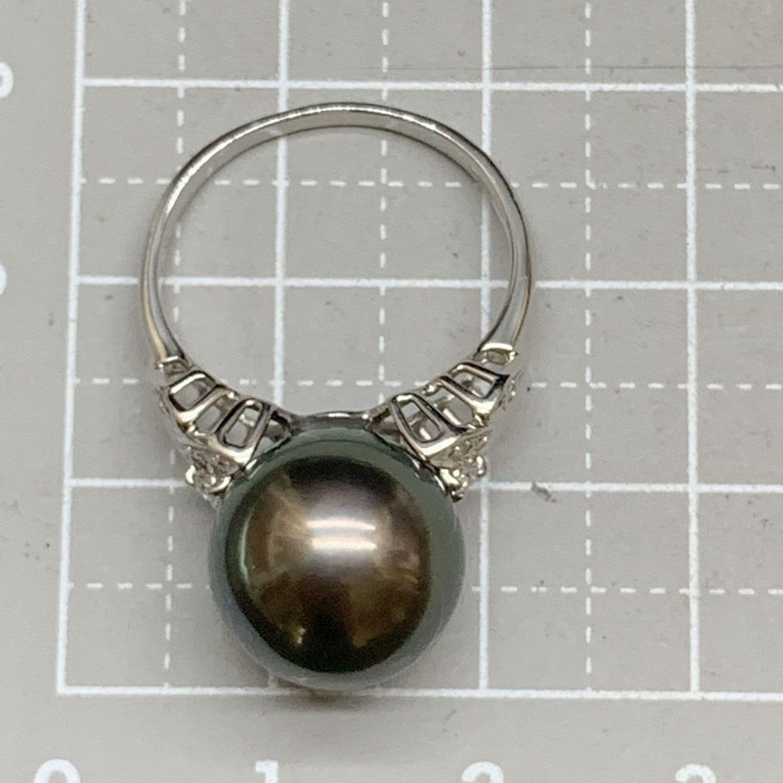 JG84★高級 黒蝶真珠11.0mm ダイヤ プラチナ リング 9.0mm 黒蝶真珠リング | Moon Label - 大月真珠オンラインショップ