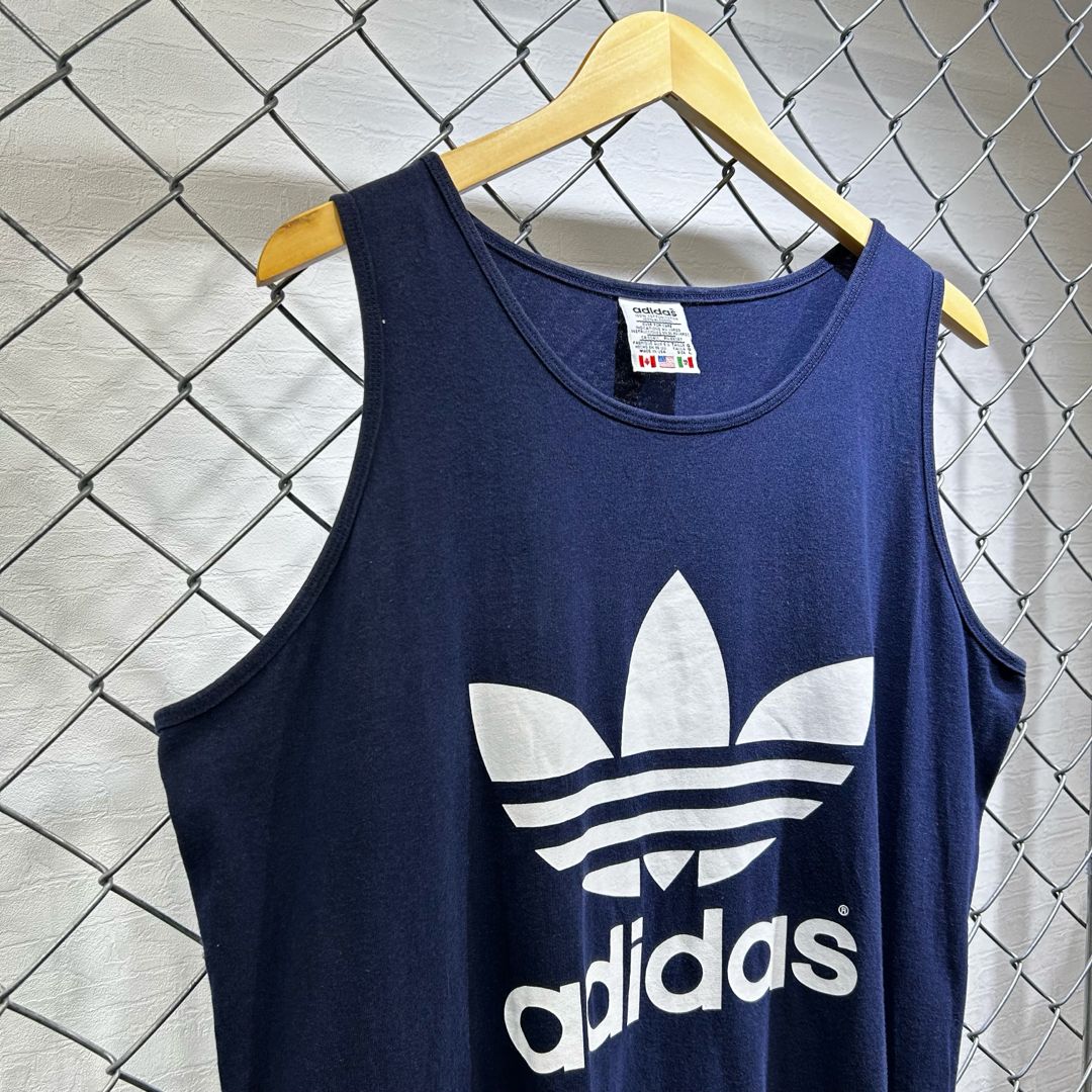 80‘s USA製 万国旗タグ adidas 両面トレフォイル ノースリーブ 80s USA製 アディダス 両面トレフォイル タンクトップ ノースリーブ 万