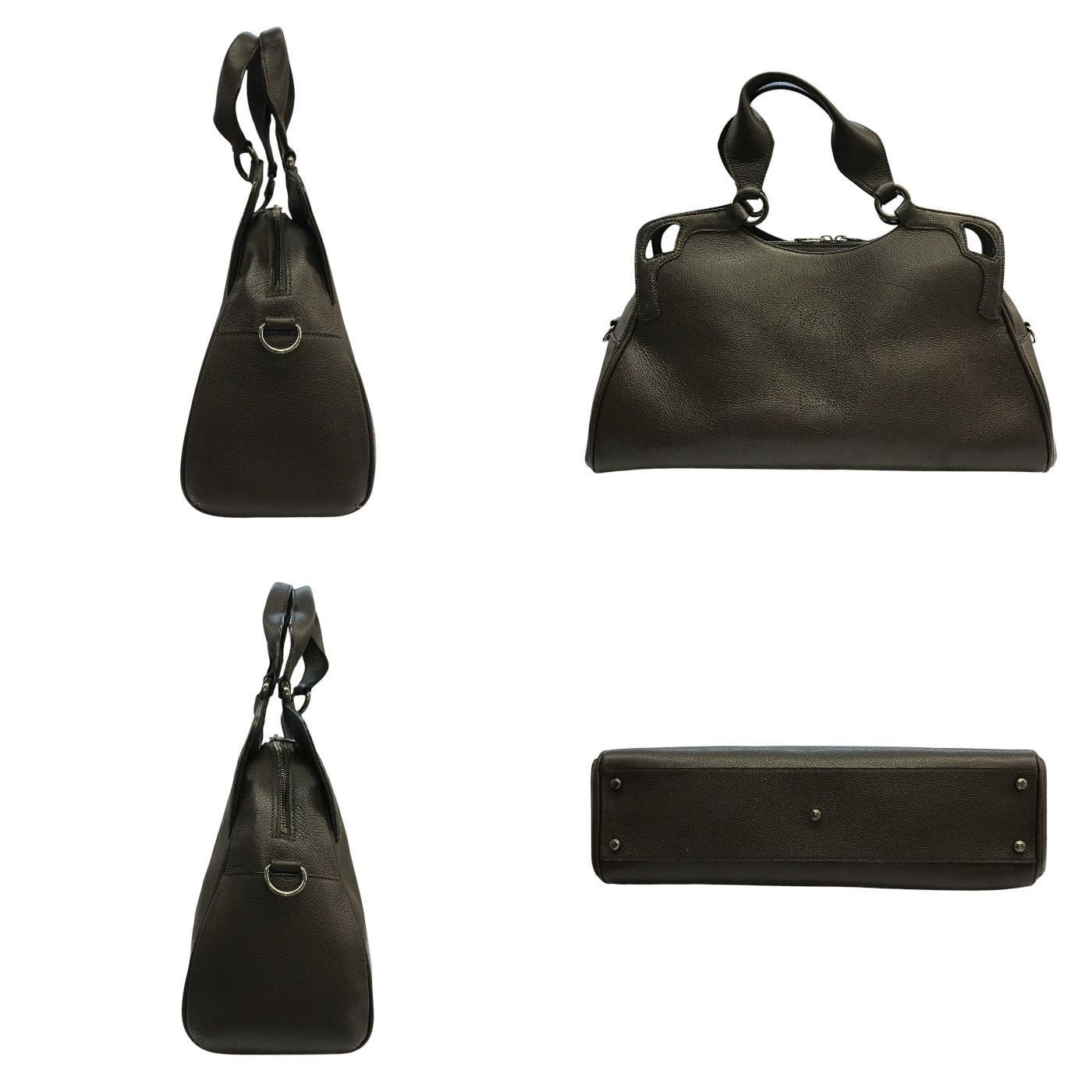 カルティエ マルチェロ レザー ハンドバッグ 濃ダークブラウン シリアル カルティエ マルチェロ レザー ハンドバッグ 濃ダークブラウン