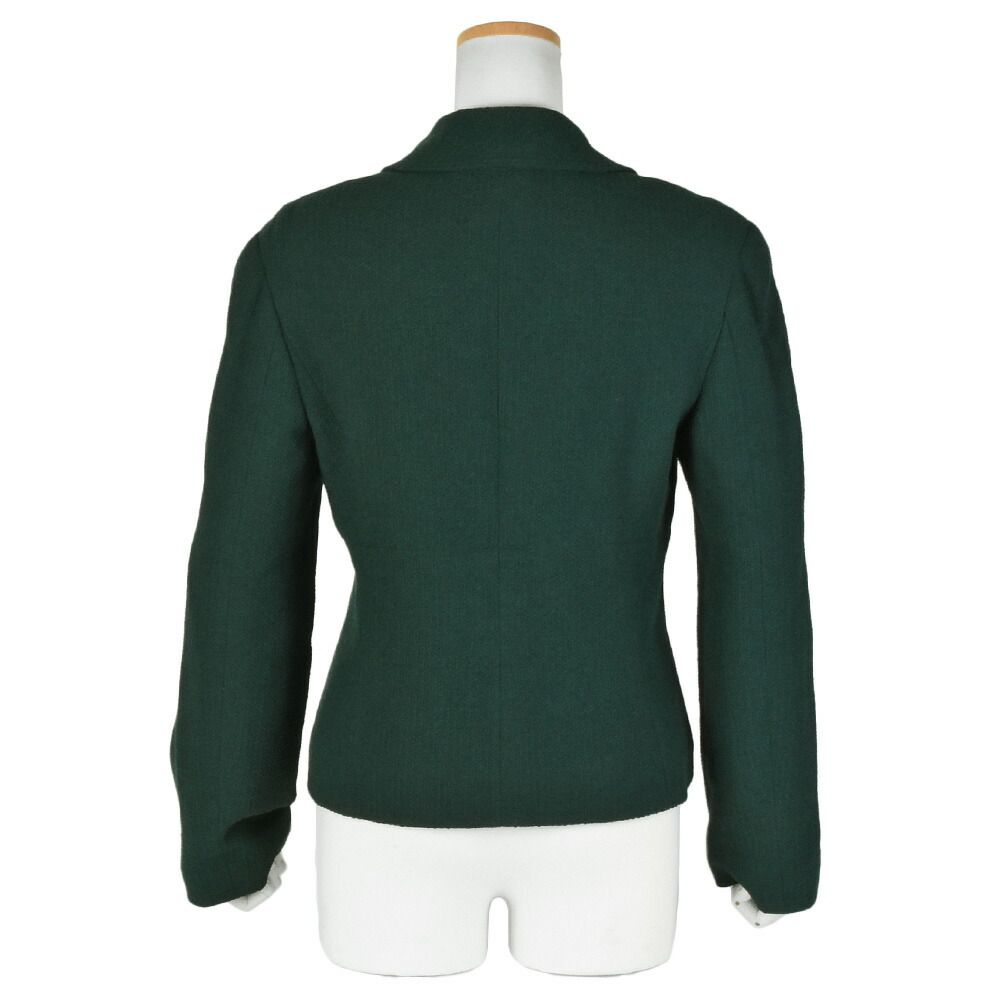 CHANEL グリーン ツイード テーラードジャケット M CHANEL グリーン
