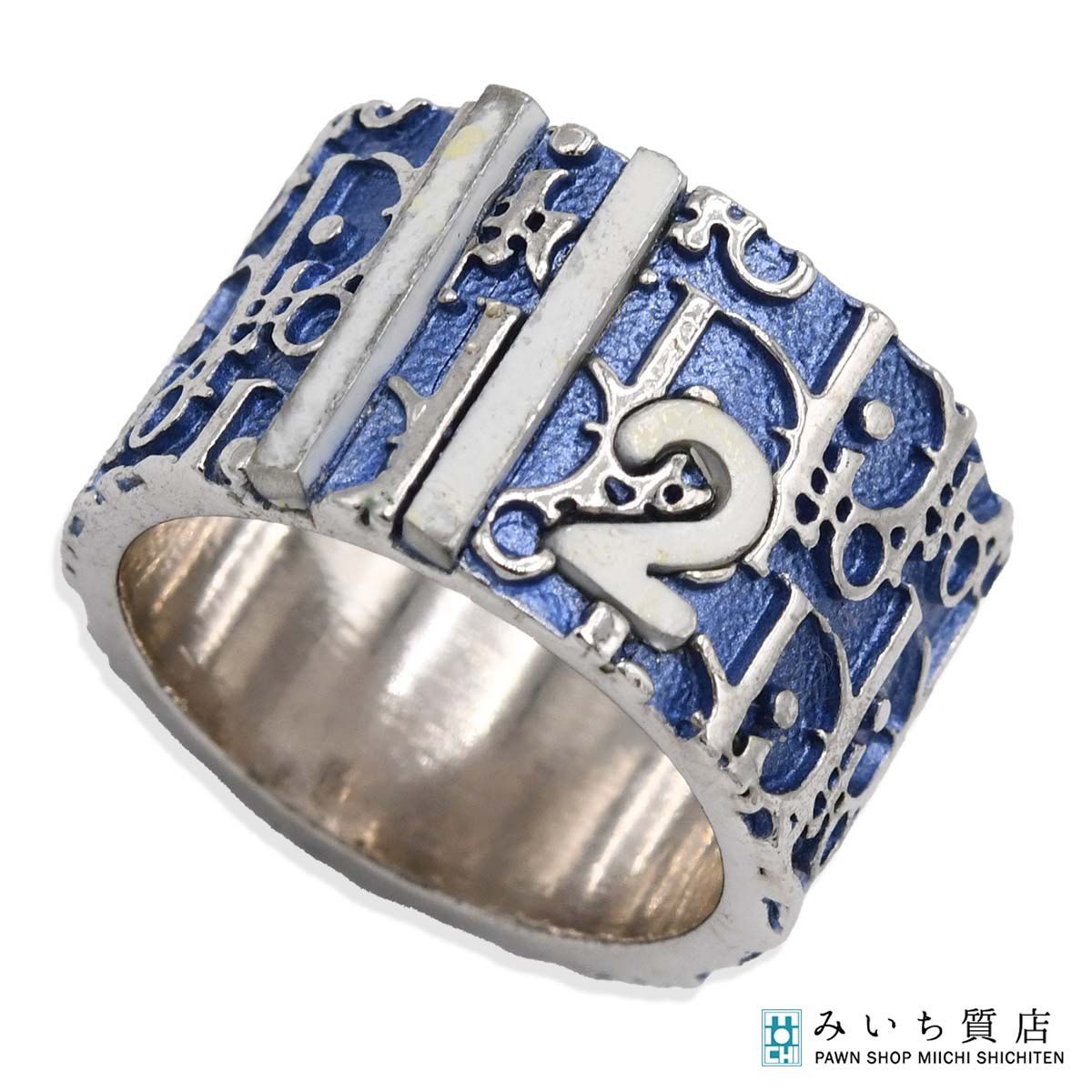 Christian Dior クリスチャンディオール リング 指輪 トロッター 約8.5号 ブルー系 アクセサリー レディース 箱有 H1790