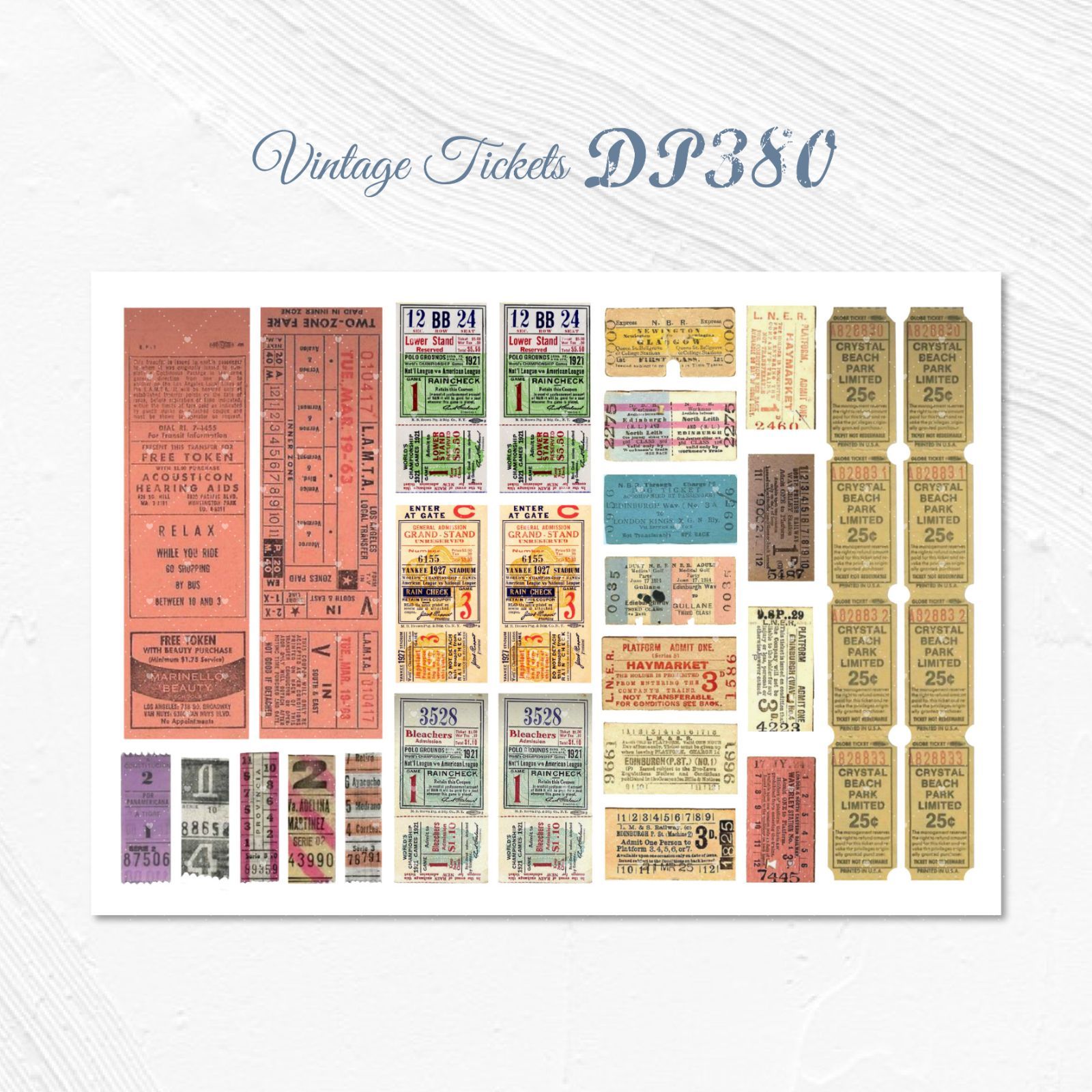 DP380】デザインペーパー ビンテージ チケット コラージュシート