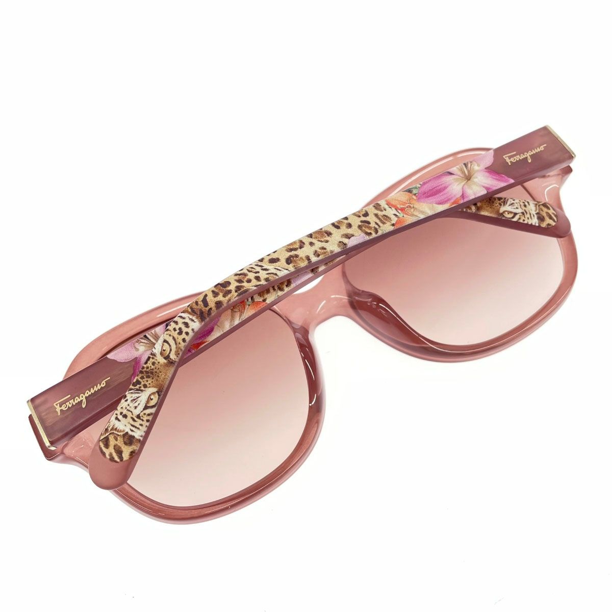 【最終値下げ／極美品】フェラガモ  サングラス  ロゴマーク入り ピンクベージュ 良好 Salvatore Ferragamo サルヴァトーレフェラガモ サングラス