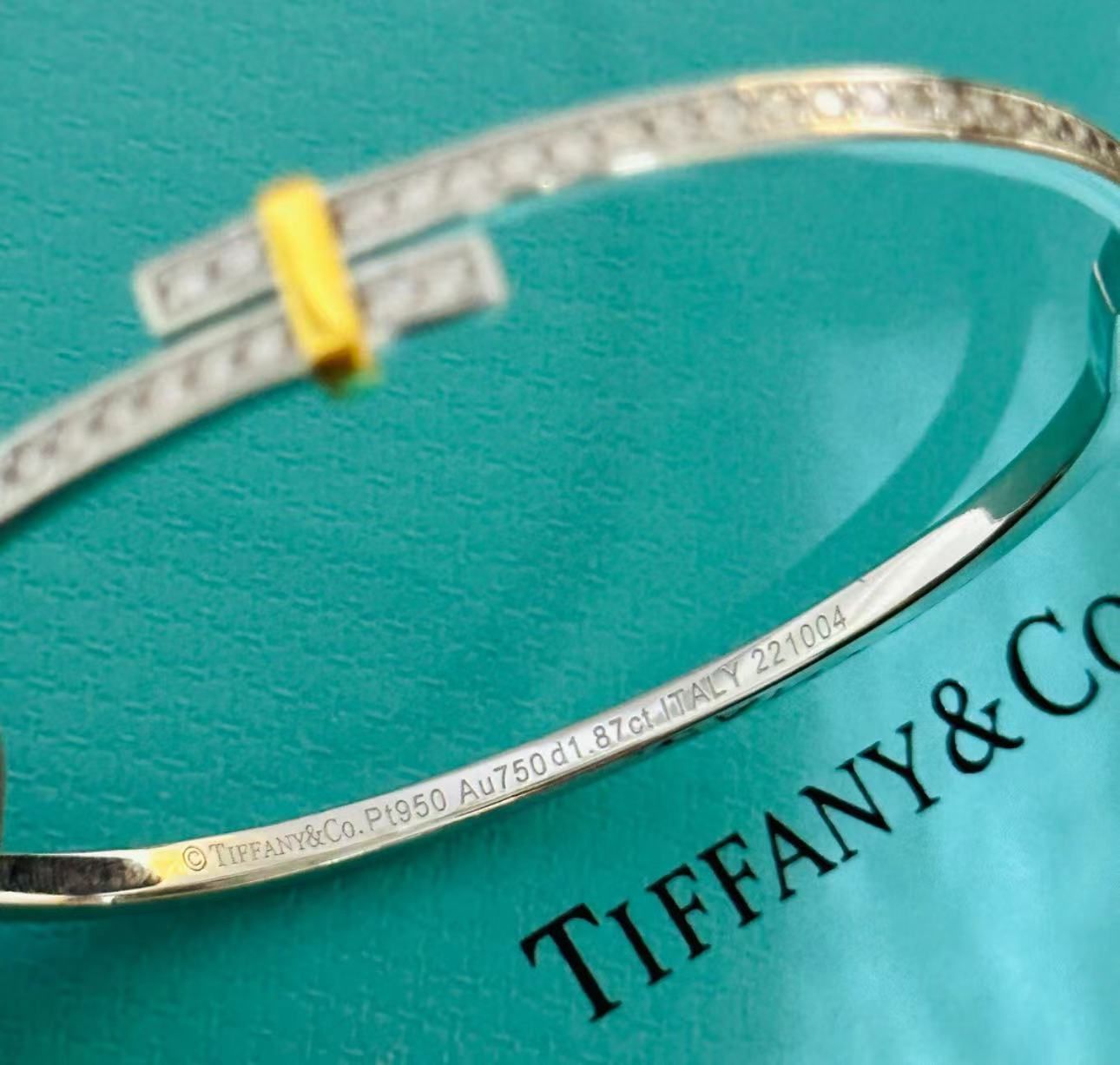 Tiffany エッジシリーズ プラチナと18Kゴールド ダイヤモンド ブレスレット