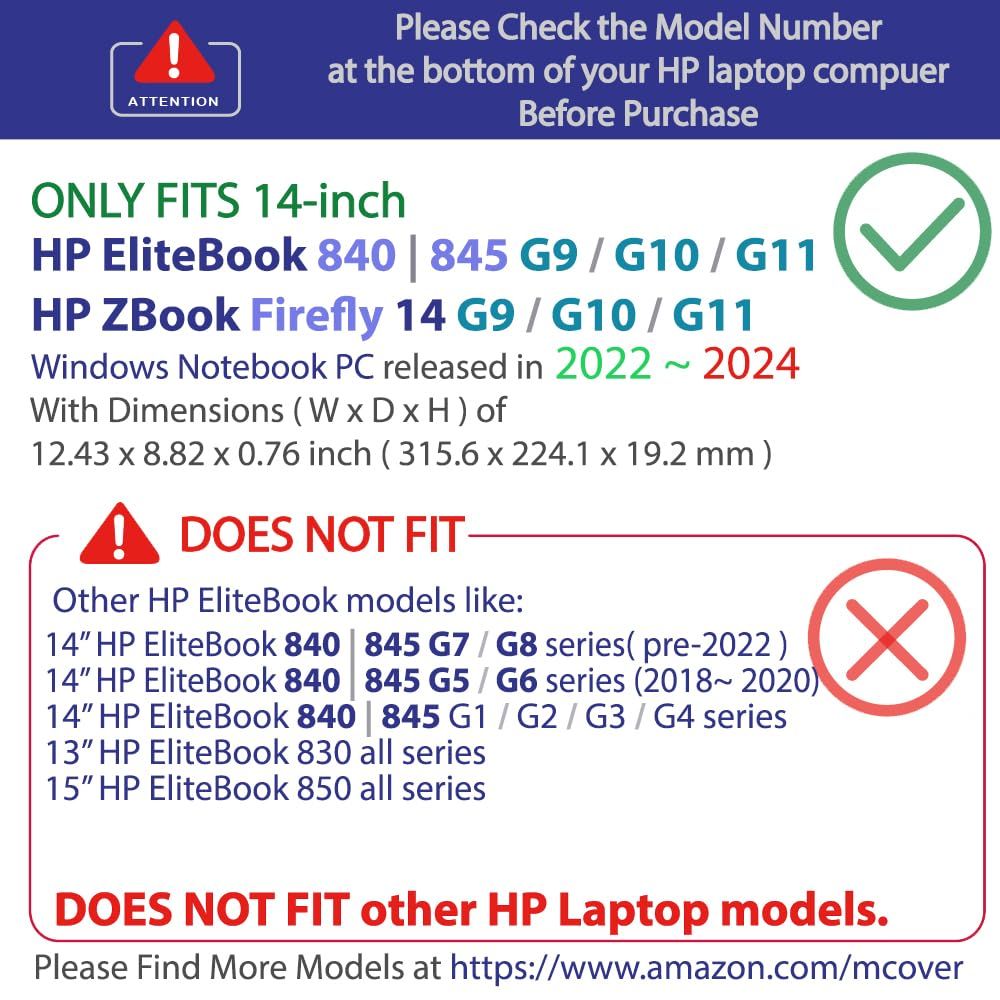mCover ケース 2022~2023年 14インチ HP EliteBook 840 (Intel CPU) | 845 (AMD CPU) G9 / G10シリーズ ノートブックPC (他のHPモデルには適合しません) - ブラック [ブラック] mCover ケース 14インチ ブルー CPU)| Windows