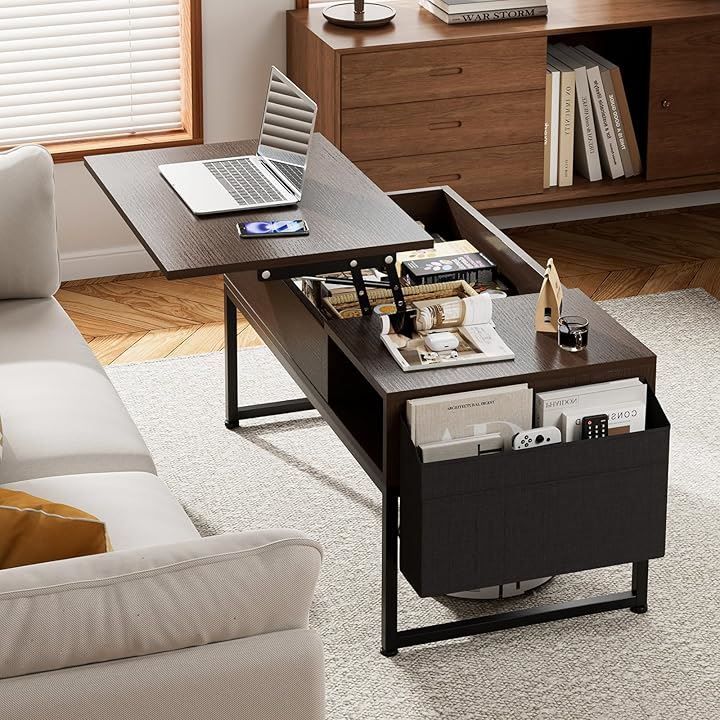 IKIFLY ローテーブル 昇降式 コーヒーテーブル 木製 リフティング