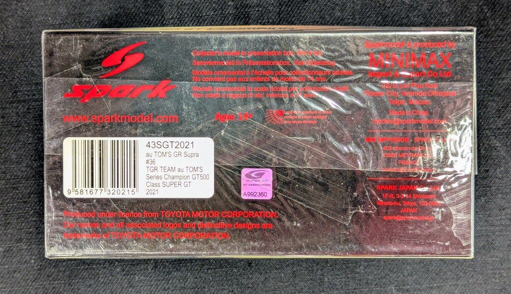 Spark model 1/43 au TOM`S GR Supra No.36 TGR au TOM`S Series Champion GT500 C