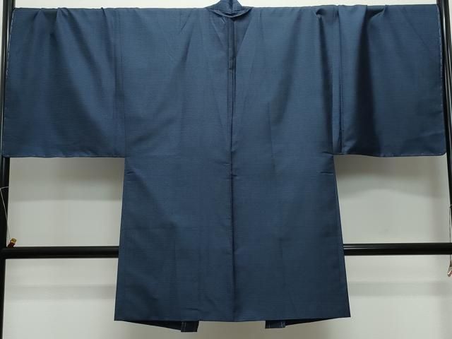 平和屋着物○男性 紬 アンサンブル 網代織 紫鼠色 正絹 逸品