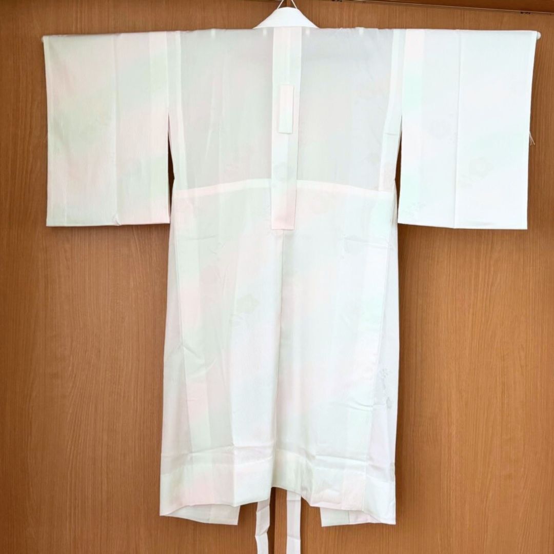 極美品・未使用級】シルック長襦袢「紙人形」／居敷当て・袖無双