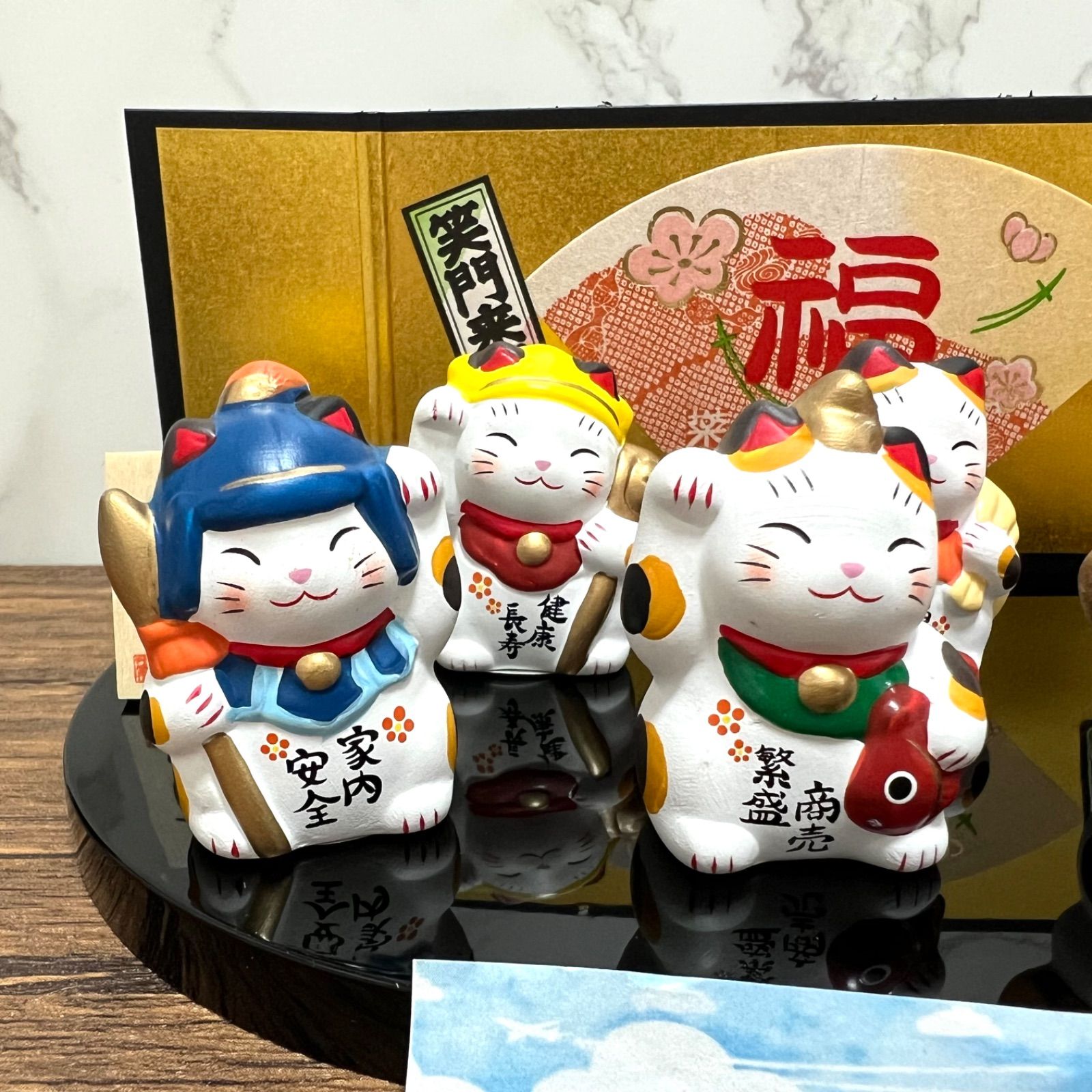 薬師窯 七福神招き猫 錦彩七福神招き猫（8.5号） 薬師窯（薬師窯 置物 招き猫の人気