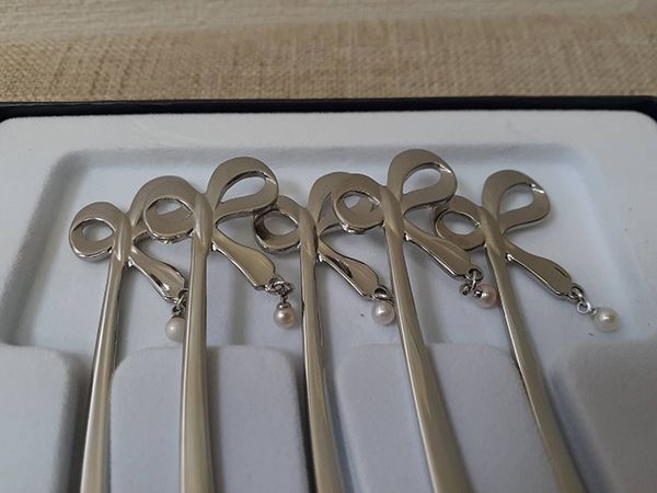 MIKIMOTO ミキモト パール付 リボンモチーフ スプーン ティー