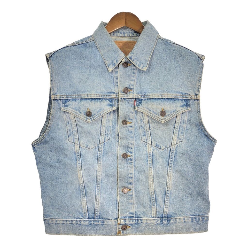 90年代 Levi's リーバイス 75530 デニムベスト ライトブルー (メンズ XL) 中古 古着 T2022