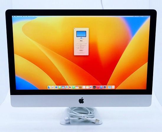 Apple iMac 27インチ Retina 5K 2017 Core i5-7600 3.5GHz 16GB 512GB Radeon Pro 575 5120x2880ドット macOS Ventura