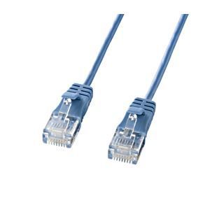 (まとめ)サンワサプライ カテゴリ6準拠極細LANケーブル (ブルー、5m) KB-SL6-05BL
