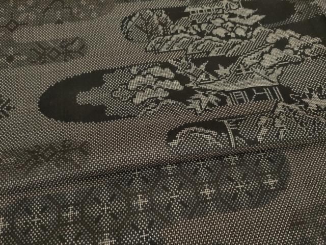 平和屋着物○本場大島紬 一元7マルキ エ霞風景文 正野絹織物