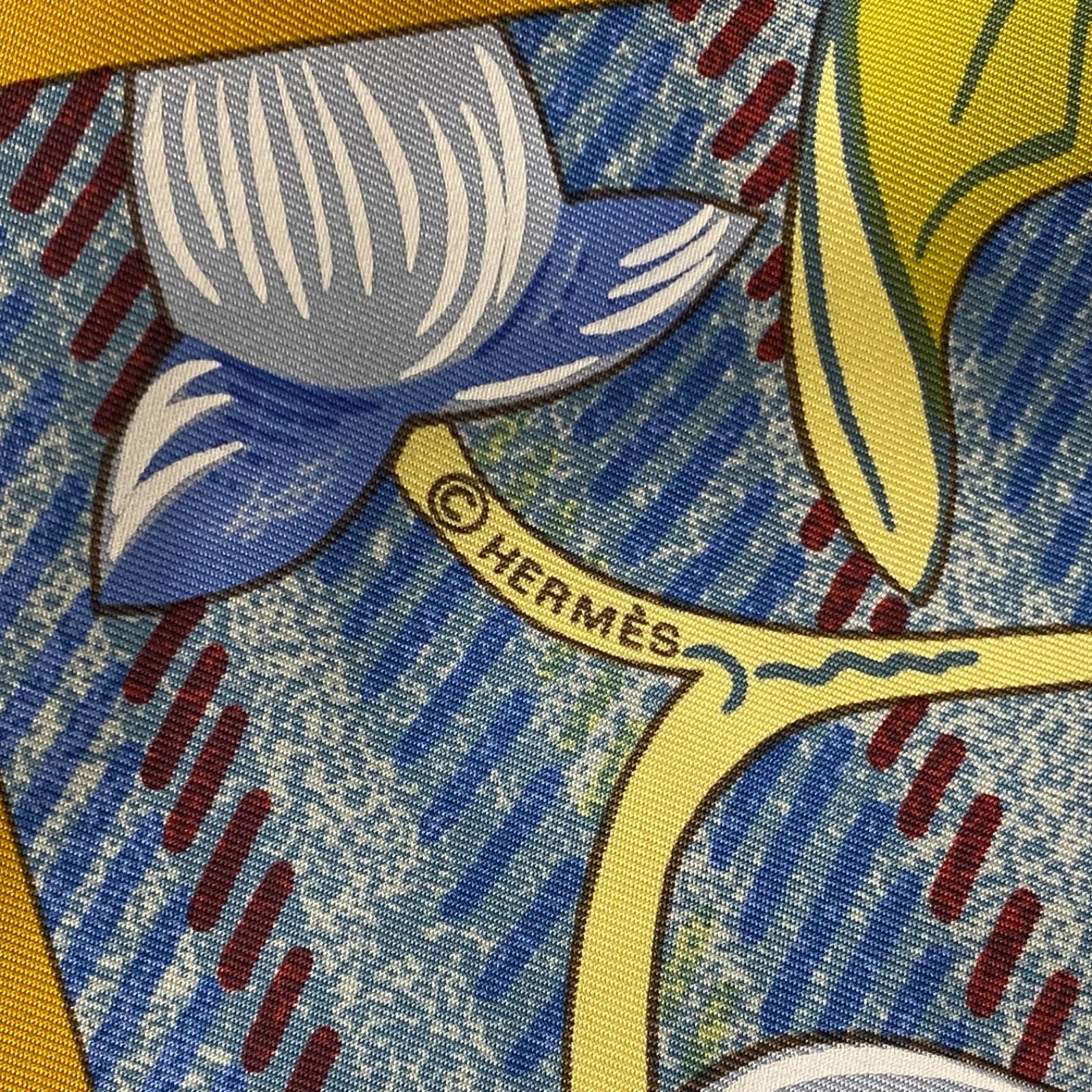 ○美品 エルメス HERMES チベットⅡ カレ90 スカーフ シルク イエロー