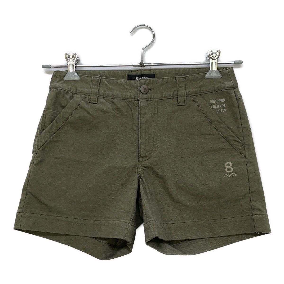 coco 中古 ハチヤーズ 8YARDS レディース ショートパンツ S カーキ シンプル コットン混 中古 レディース ハチヤーズ 8YARDS ショートパンツ S カーキ