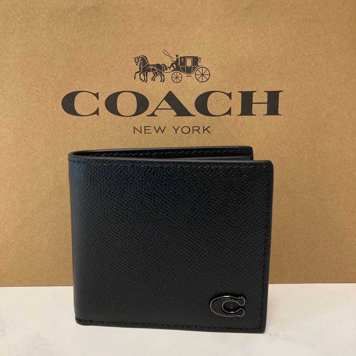 新品 COACH 長財布 コーチ 二つ折り財布 レディース メンズ シンプル ブラック Cロゴ - メルカリ