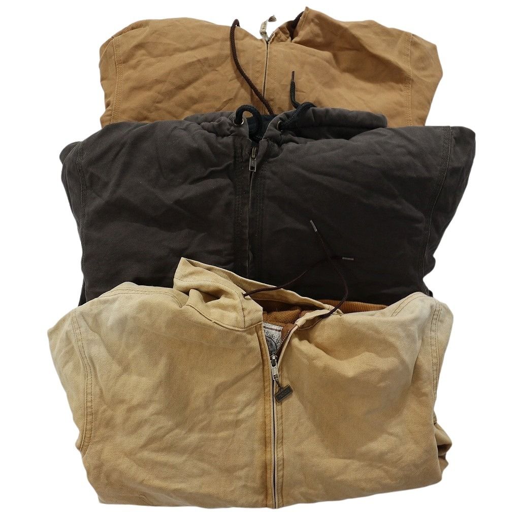 古着卸 アクティブ型 ダック地 ジャケット 3枚セット メンズ M フーディー フェード 無地 ワーク 古着 NC0122