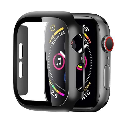 45mm_Black 2枚 2枚BELIYO Apple Watch ケース Series 987 45mm 対応 アップルウォッチ カバー 強化ガラス 日本旭硝子材 キズ防止 アップルウォッチ ケース PC素材 一体型 Apple Watch カバー 全面保